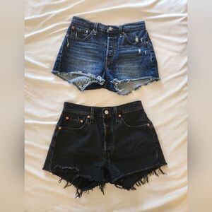 Levi's Blue and Black Distressed Jean Shorts